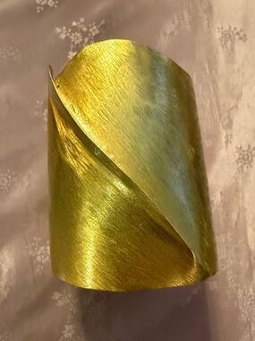 Designer, handmade brushed gold metal cuff bracelet